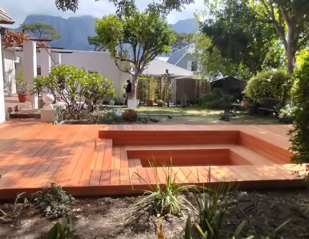 pool conversion sunken firepit Red Grandis Cape Town