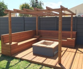 Fire pit hardwood Garapa with seating Cape Town